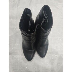 Mia Black Boots With Faux Wood Heel, Women's Sz 6M